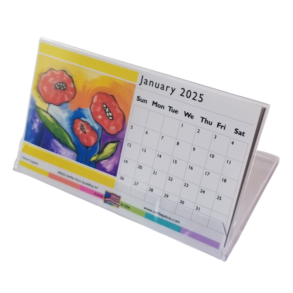 2025 Desktop Art Calendar   15 months acrylic case Qt 1