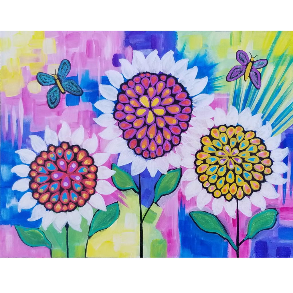 Floral Original Painting on Canvas Tulips & Daisies 11x14